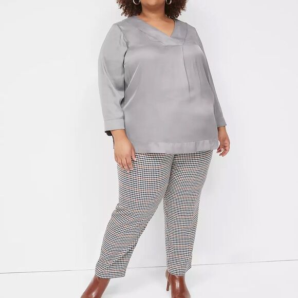 LANE BRYANT - Long-Sleeve V-Neck Satin Tunic - Picture 3 of 5